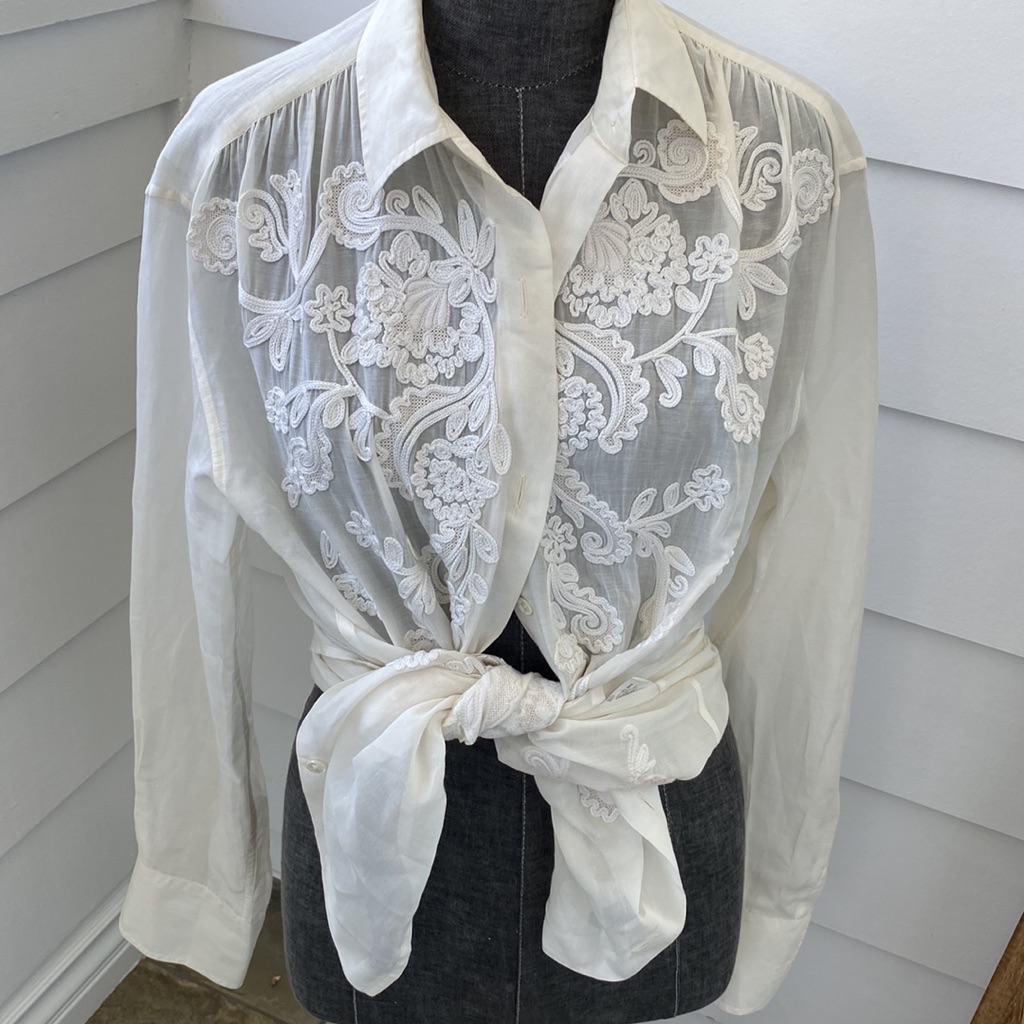 Exquisite Etro Embroidered Etro Cotton Blouse Floral Design Made In Italy